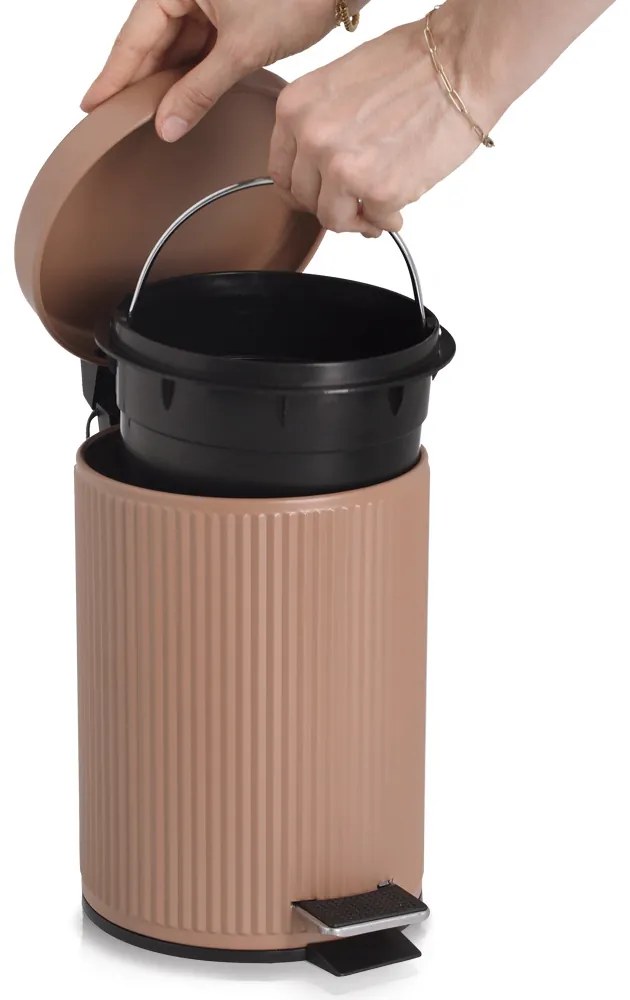Metalowy kosz łazienkowy BRASS TONE, 3 l