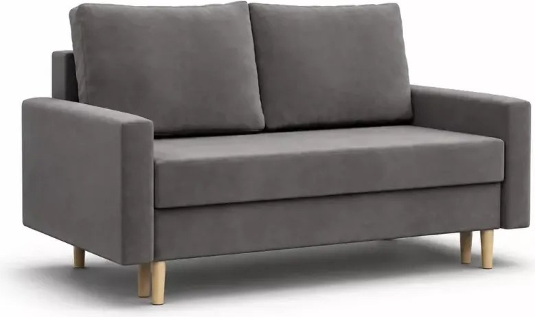 Sofa rozkładana Stivo 2-osobowa z pojemnikiem na pościel – nowoczesna, skandynawska, mała kanapa do salonu i pokoju