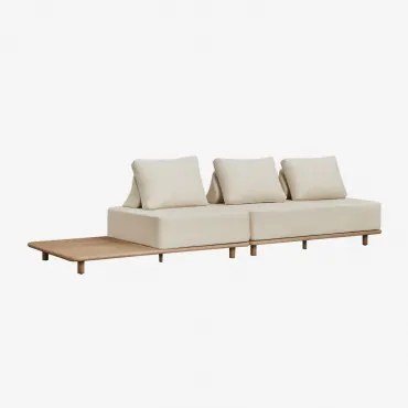 Sofa Modułowy Z Szezlongiem 2-częściowy Do Ogrodu Z Pomocniczym Stolikiem Z Akacji Portet Jasny Akacjowy Brąz - Sklum
