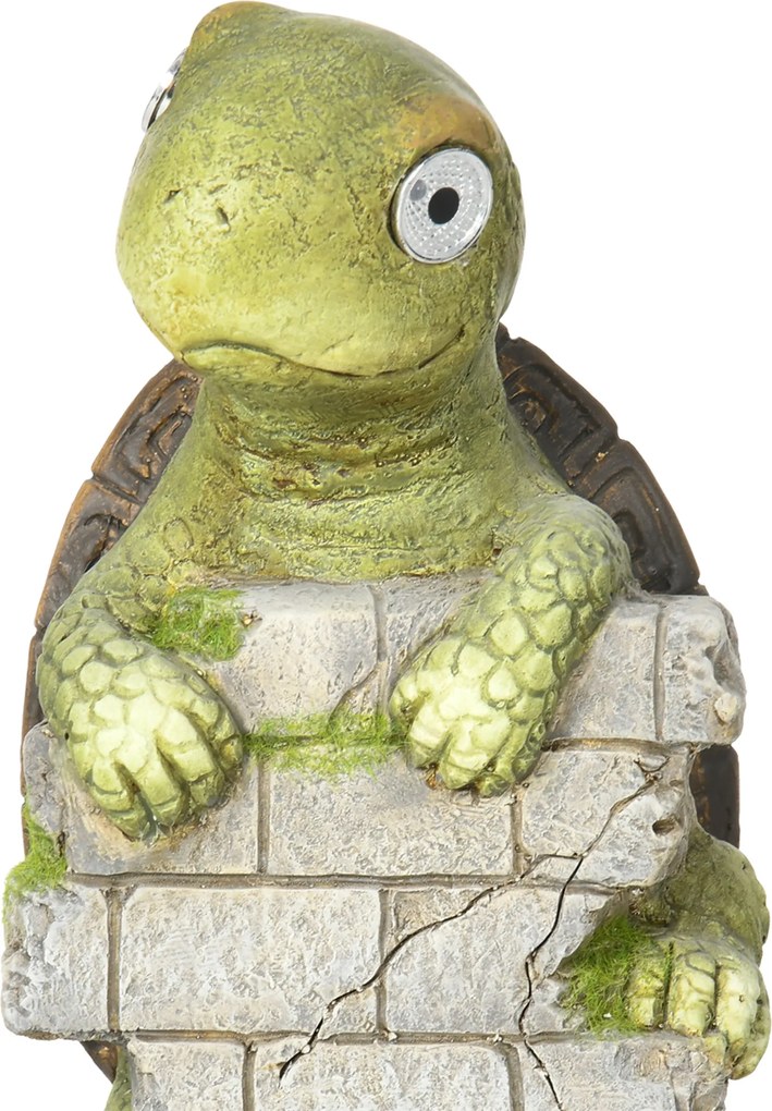 Outsunny Figurka Ogrodowa Żółw z LED Solarnym Oświetleniem Statua do Ogrodu na Trawnik | Aosom PL