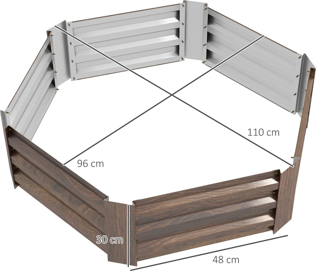 Outsunny Podwyższone łóżko ogrodowe na zioła, odporne na warunki atmosferyczne, otwarta dolna część, 113 x 98 x 30 cm, Ciemnobrązowe