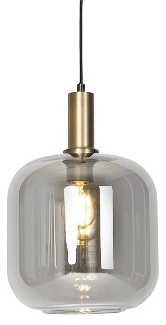Designerska lampa wisząca czarna i złota z przydymionym szkłem - ZuzannaDesignerski Oswietlenie wewnetrzne