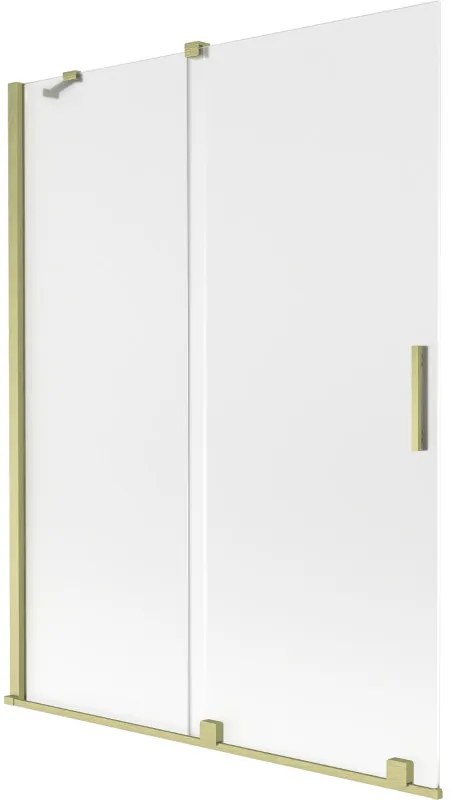 Mexen Velar parawan nawannowy 2-skrzydłowy rozsuwany 130 x 150 cm, szron, złoty szczotkowany - 896-130-000-31-55