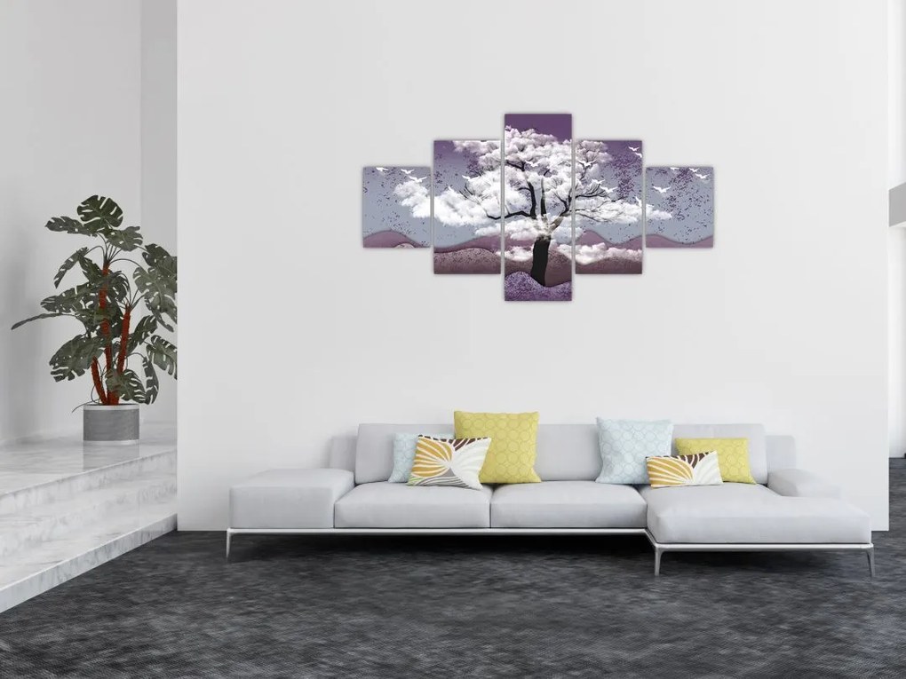 Obraz - Drzewo w chmurach (125x70 cm)