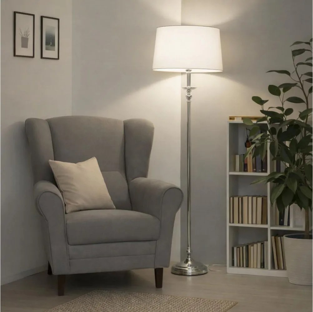 Brilagi - Lampa stojąca LED CERIA 1xE27/60W/230V Ø 45 cm chrom błyszczący/biały