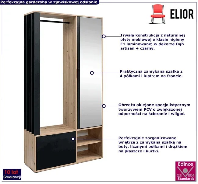 Garderoba z lustrem - Barton - 2 kolory