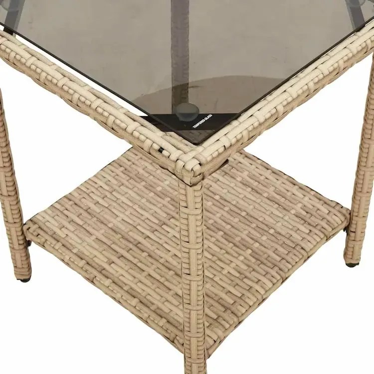 Narożna sofa ogrodowa i stolik beżowy - Omalis
