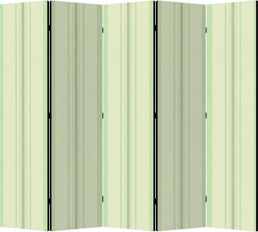 Parawan pokojowy 5-częściowy 225x172 Dwustronny dekoracyjny minimalistyczny Miętowe Pionowe Pasy