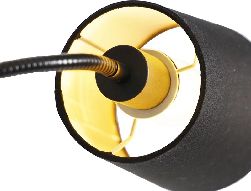 Klasyczna lampa stojąca czarna ze złotem i lampką do czytania - Retro