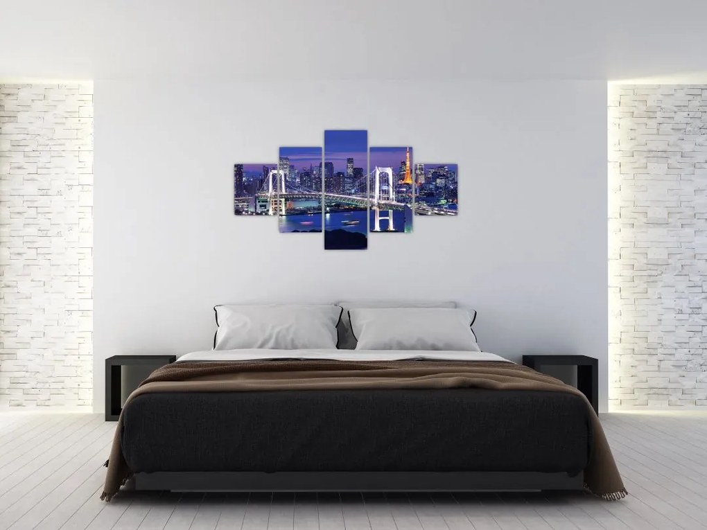 Obraz wielkiego miasta nocą (125x70 cm)