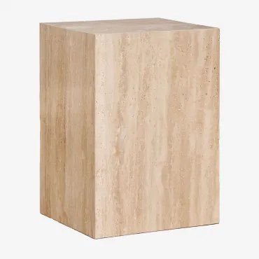 Kwadratowy Stolik Boczny 35x35 Cm Z Naturalnego Kamienia Aluret Trawertyn - Sklum