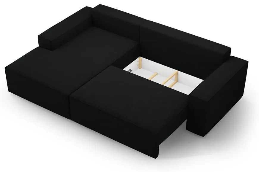 Czarny rozkładany narożnik z materiału bouclé (lewostronny) Jodie – Micadoni Home