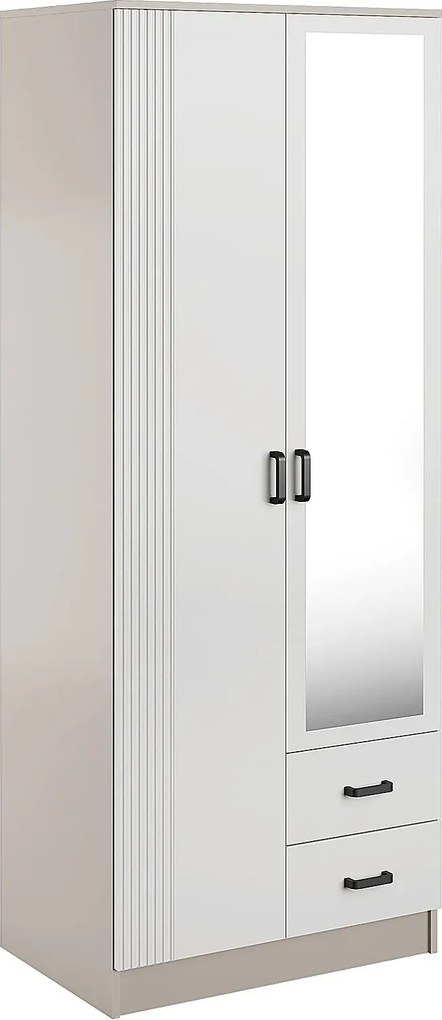 Skandynawska szafa z lustrem kaszmir + biały P7-Z83