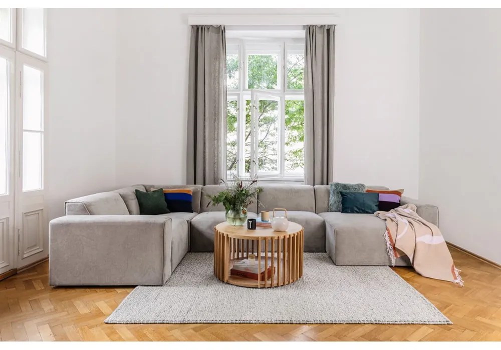 Pomarańczowa sztruksowa sofa modułowa Scandic Sting