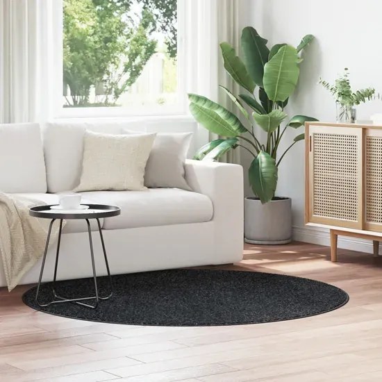 Ciemnoszary pluszowy dywan okrągły 160 Temaro 3XZ8-S26