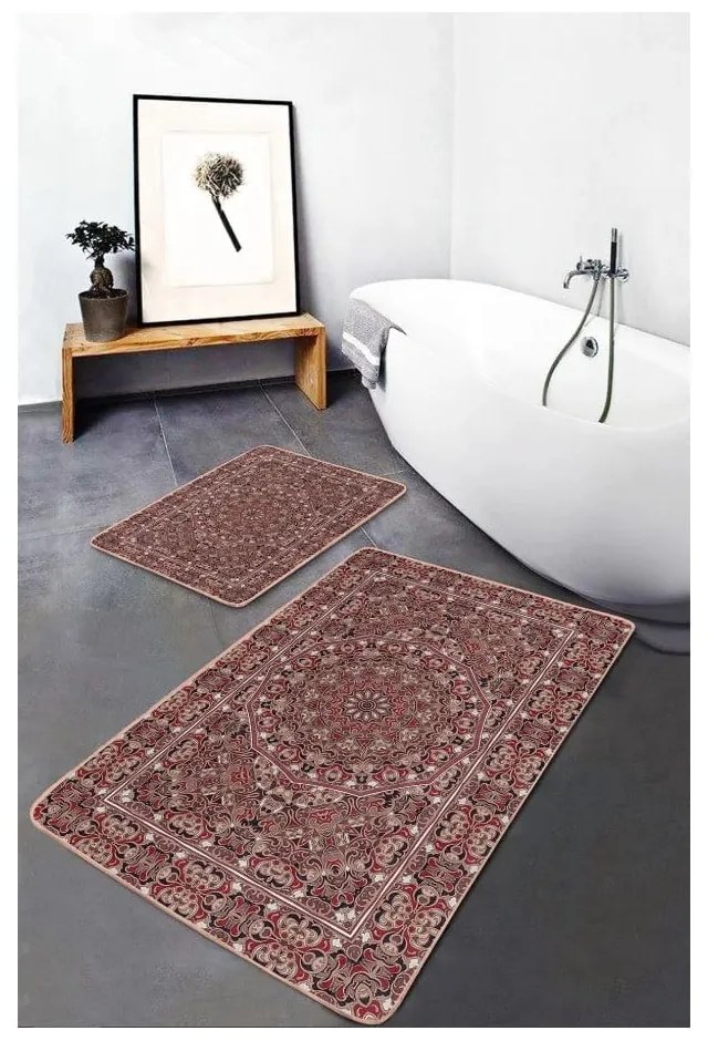 Brązowe aksamitne dywaniki łazienkowe zestaw 2 szt. 60x100 cm – Mila Home