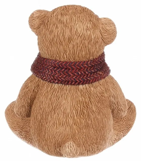 Dekoracja Niedźwiedź z czerwonym szalikiem, żywicapoliestrowa, 10 cm