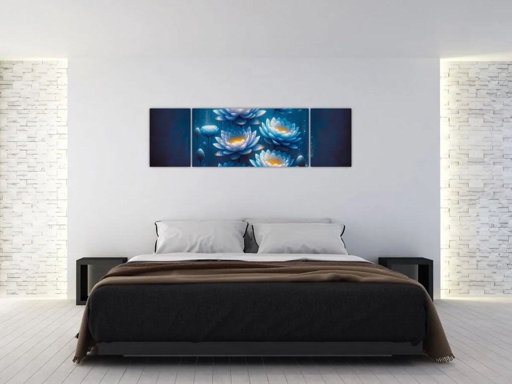 Obraz - Lilie wodne pod powierzchnią (170x50 cm)