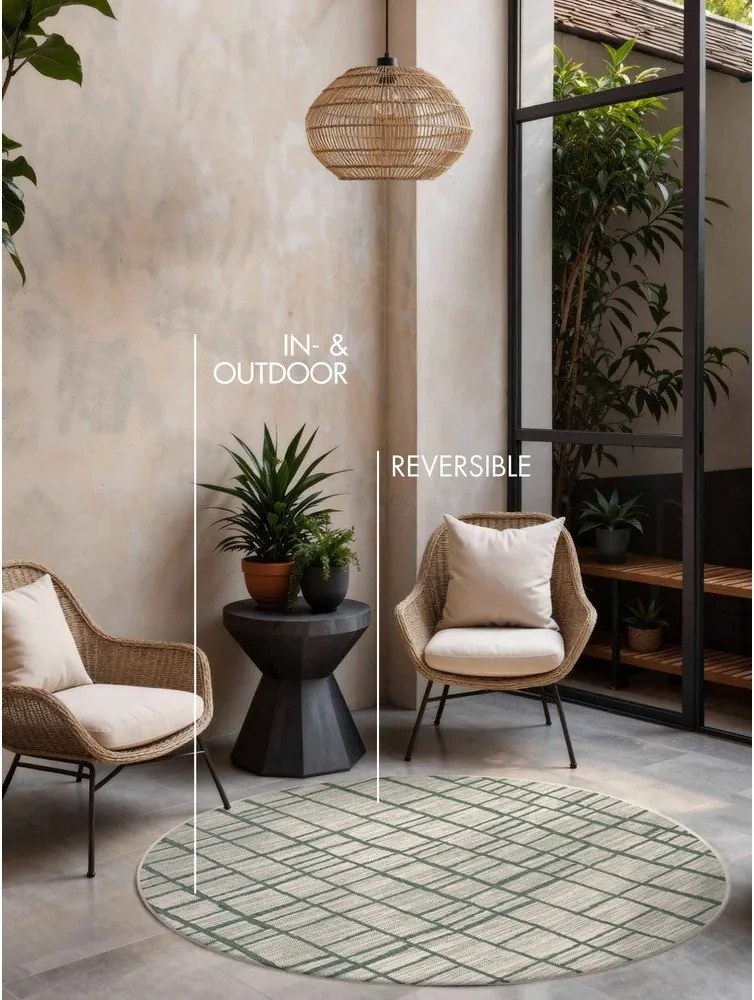 Zielony/kremowy okrągły dywan odpowiedni na zewnątrz ø 160 cm Haringey Crouch – Ted Baker