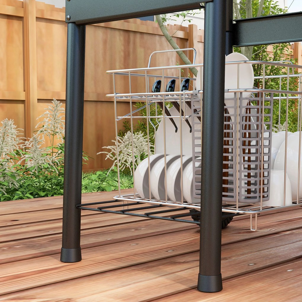 Outsunny Grill węglowy z palnikiem BBQ Grill, 1 półka, z termometrem, 83 x 46,5 x 115 cm, Czarny