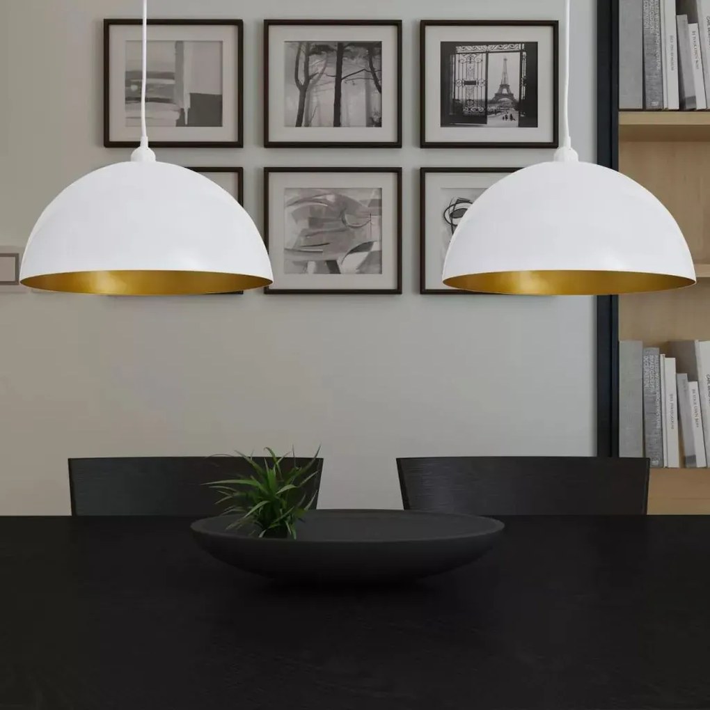 Białe regulowane lampy wiszące 2 sztuki - 3X E985 C8-R27