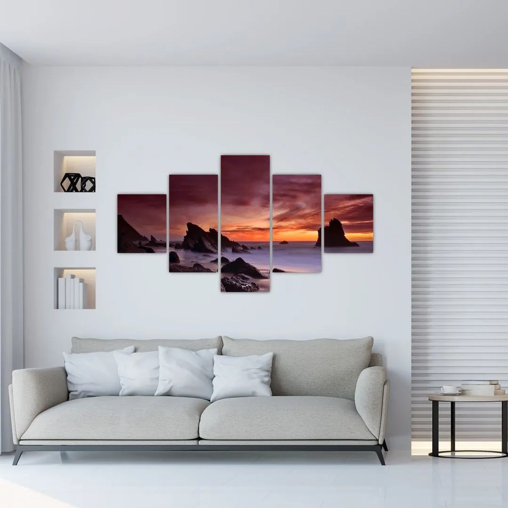 Obraz zachodu słońca na wybrzeżu (125x70 cm)