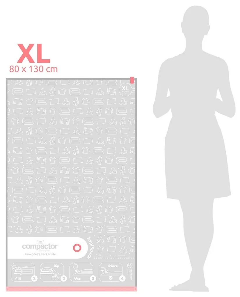 Compactor Komplet 2 worków próżniowych do przechowywania Bag Aspispace XL, 80 x 130 cm, XL