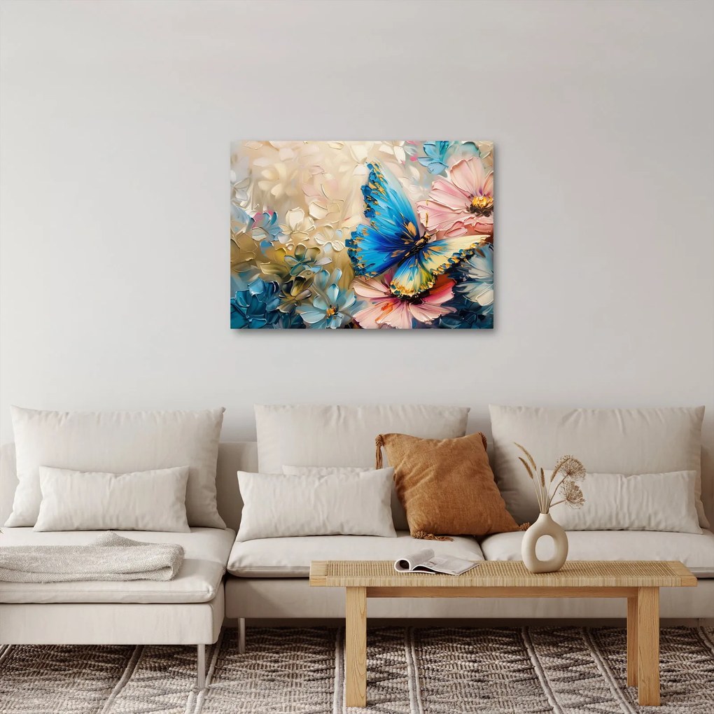 Obraz - Malowanie kwiatów i motyli (70x50 cm)