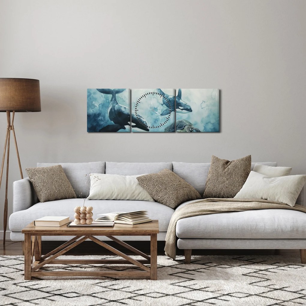 Obraz - Malowidło podwodne (z zegarem) (90x30 cm)