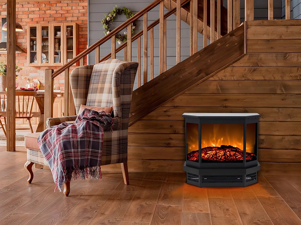 Kominek elektryczny koza ETNA - Dł. 55.8 x Gł. 22.5 x Wys. 51.6 - Czarny