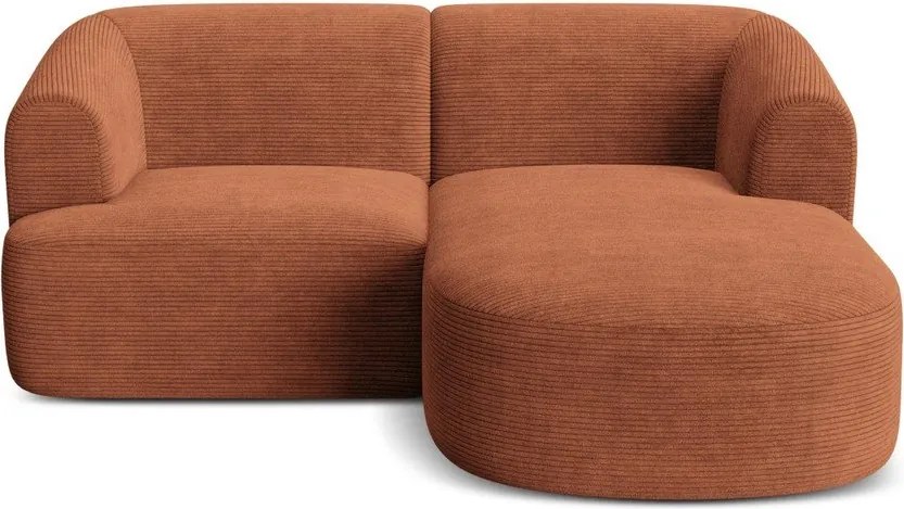 Sztruksowy narożnik (prawostronny/z szezlongiem) w kolorze terakoty Campi – Cosmopolitan Design