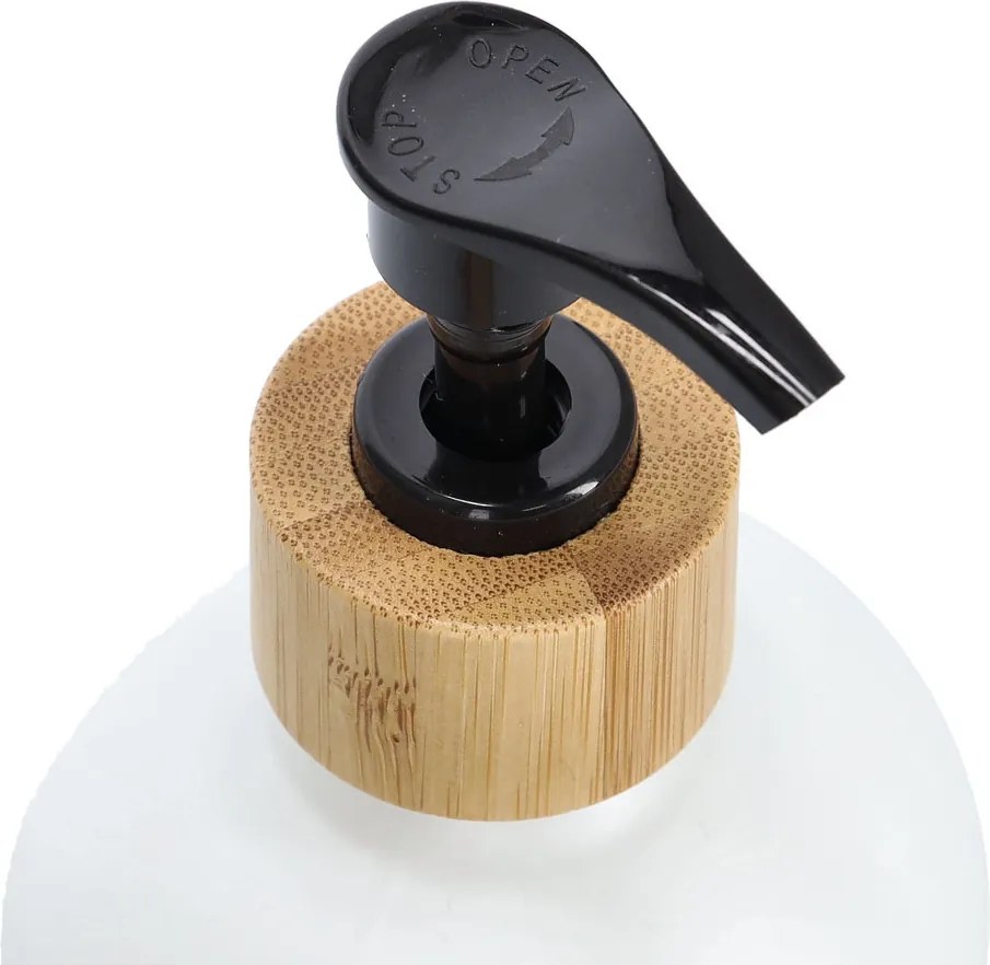 Zestaw dozowników na płyn i mydło z bambusową podstawką, 2 x 500 ml