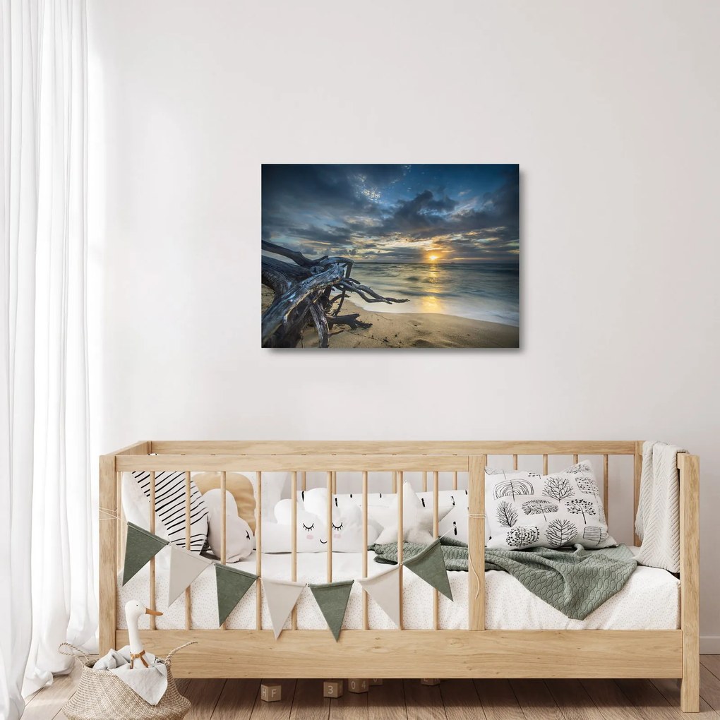 Obraz na szkle - morze o zachodzie słońca (70x50 cm)