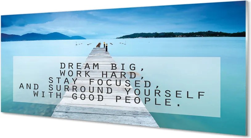 Szklany Panel Morski Napis Panoramiczny