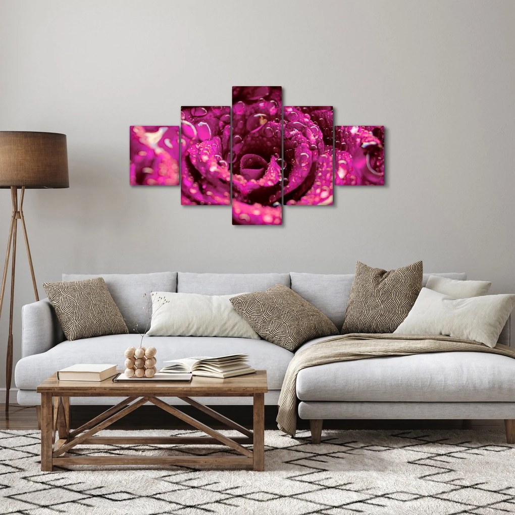 Obraz różowego kwiatu róży (125x70 cm)