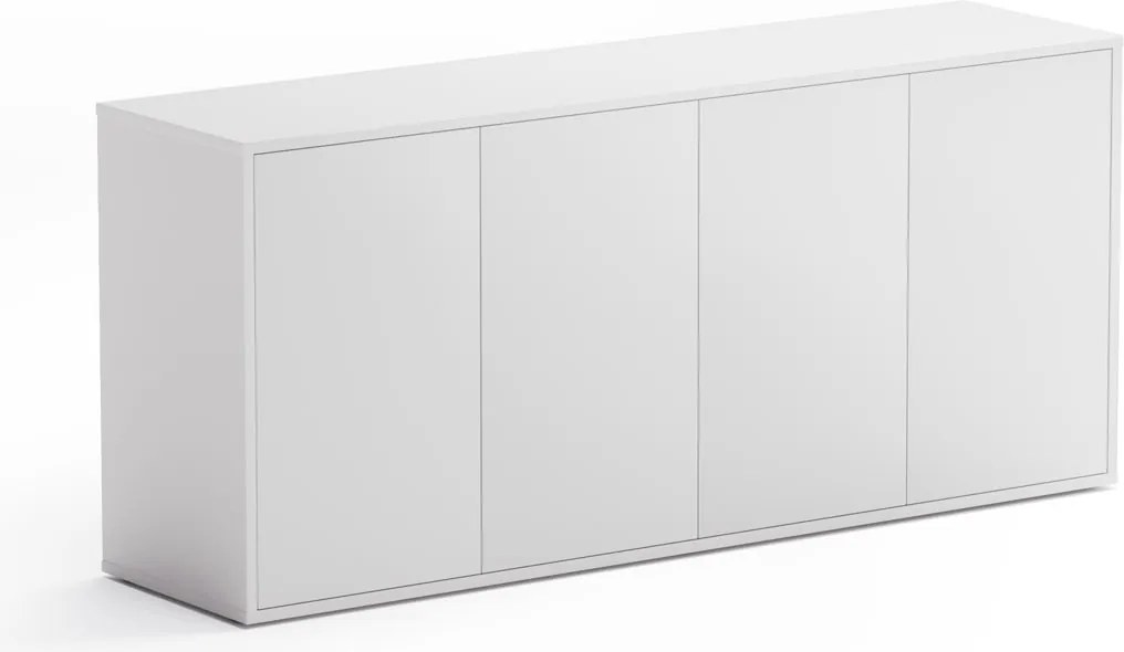 Komoda biurowa BLOCK, 1600 × 400 × 710 mm, 4 drzwi, biały