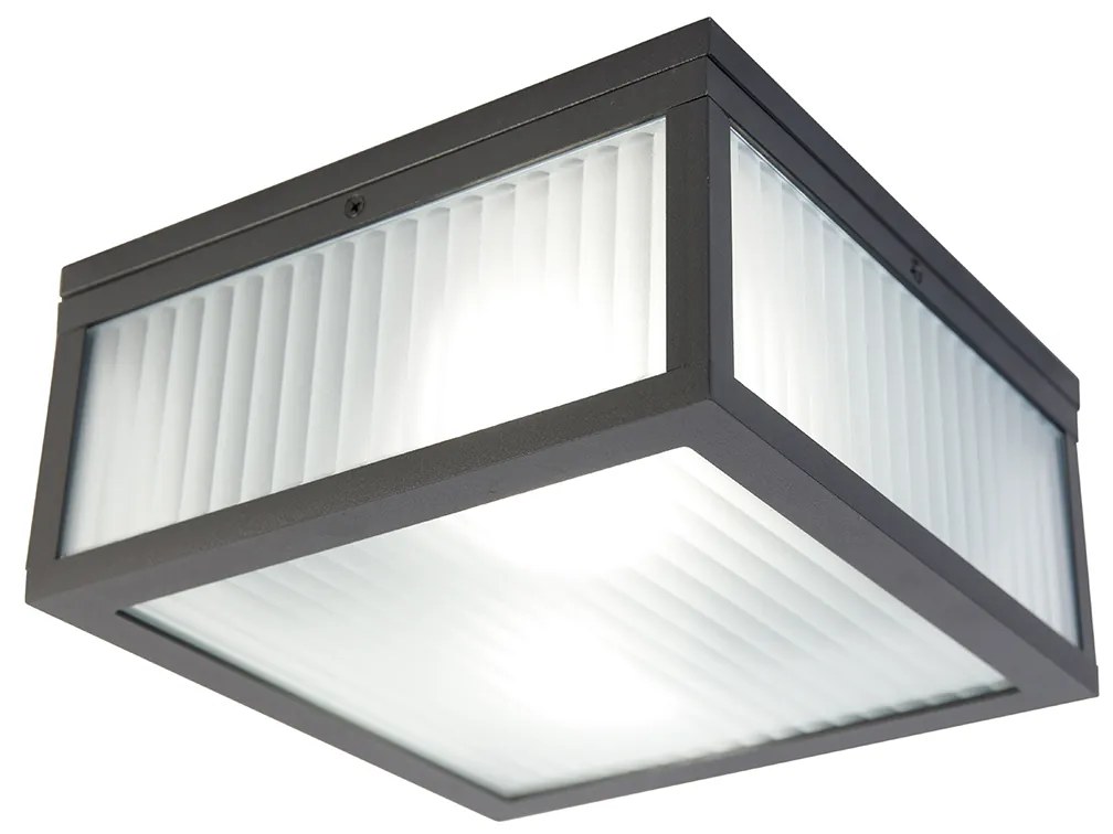 Zewnetrzna Inteligentna lampa sufitowa zewnętrzna czarna z żebrowanym szkłem z WiFi A60 - Charlois Nowoczesny Oswietlenie zewnetrzne