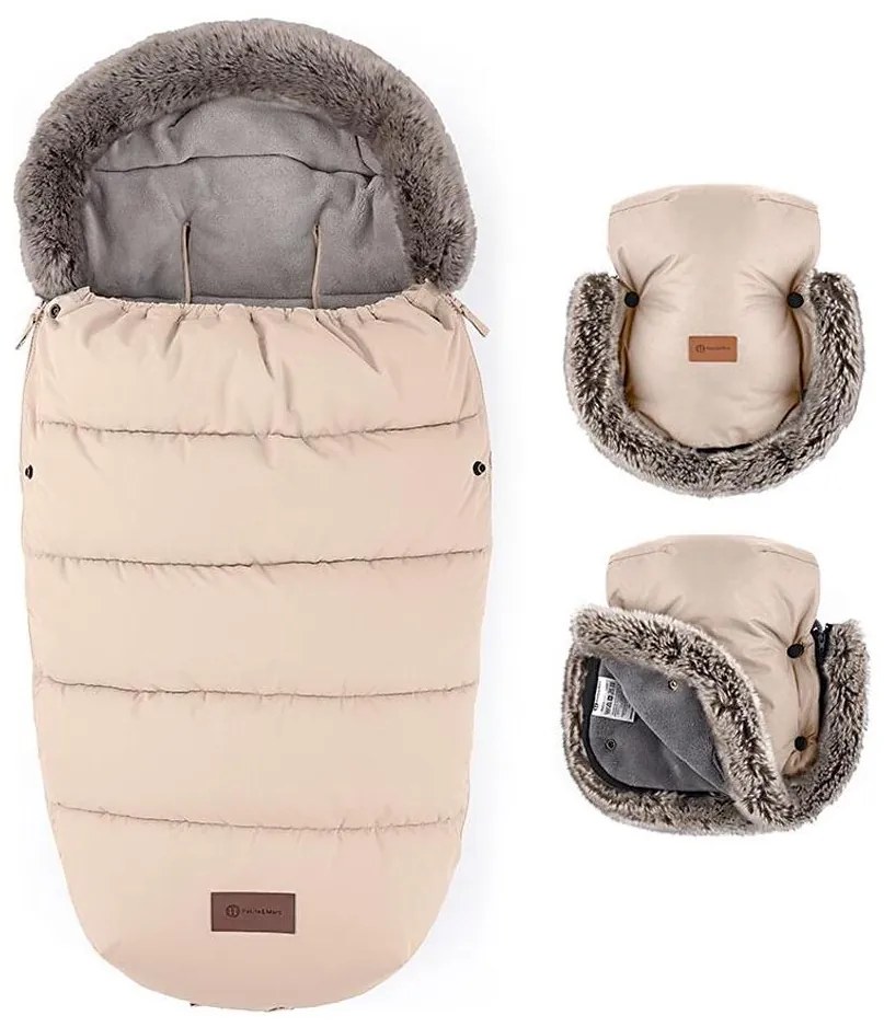 PETITE&amp;MARS - ZESTAW Śpiwór dziecięcy 4 w 1 COMFY + mufki na ręce na wózek Rose Petal