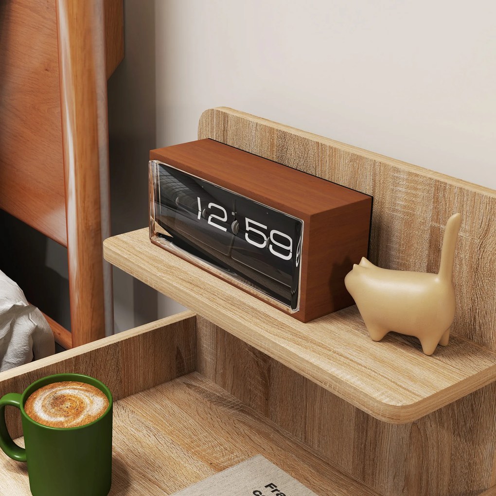 HOMCOM Stolik Nocny z Przestrzenią na Przechowywanie, Kiposzczony, Nowoczesny, Drewno Naturalne