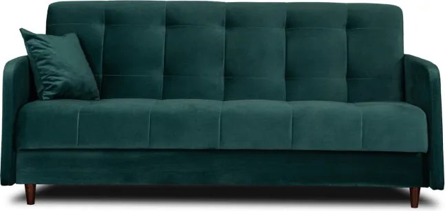 Sofa z Funkcją Spania TIVOLI Wersalka Rozkładana Dwuosobowa Zielona Welurowa Nowoczesna do Salonu