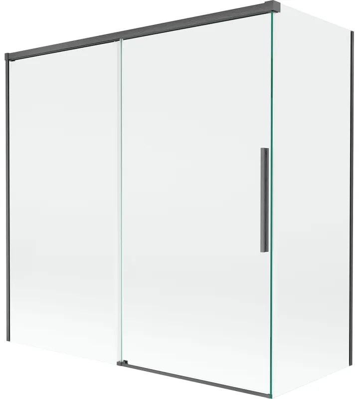 Mexen Rox parawan nawannowy 2-skrzydłowy rozsuwany 160 + 80 x 150 cm, transparent, gun gray szczotkowany - 8C9-160-080-66-00