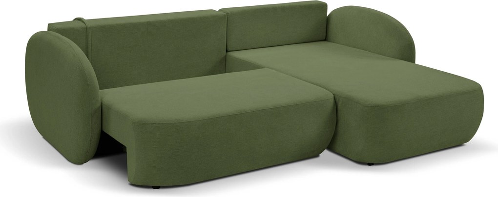 Masseno Narożnik AMICO z funkcją spania i pojemnikiem na pościel Narozniki L, Rozkładana sofa - Oliwkowy, ARAGON 39
