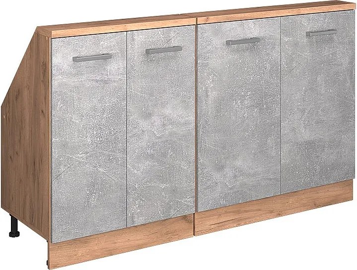 Szafka kuchenna na dach skośny beton 140x46x81.6 r-line