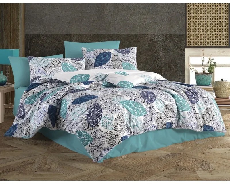 BedTex Bawełniana pościel Linna turkusowa, 140 x200 cm, 70 x 90 cm