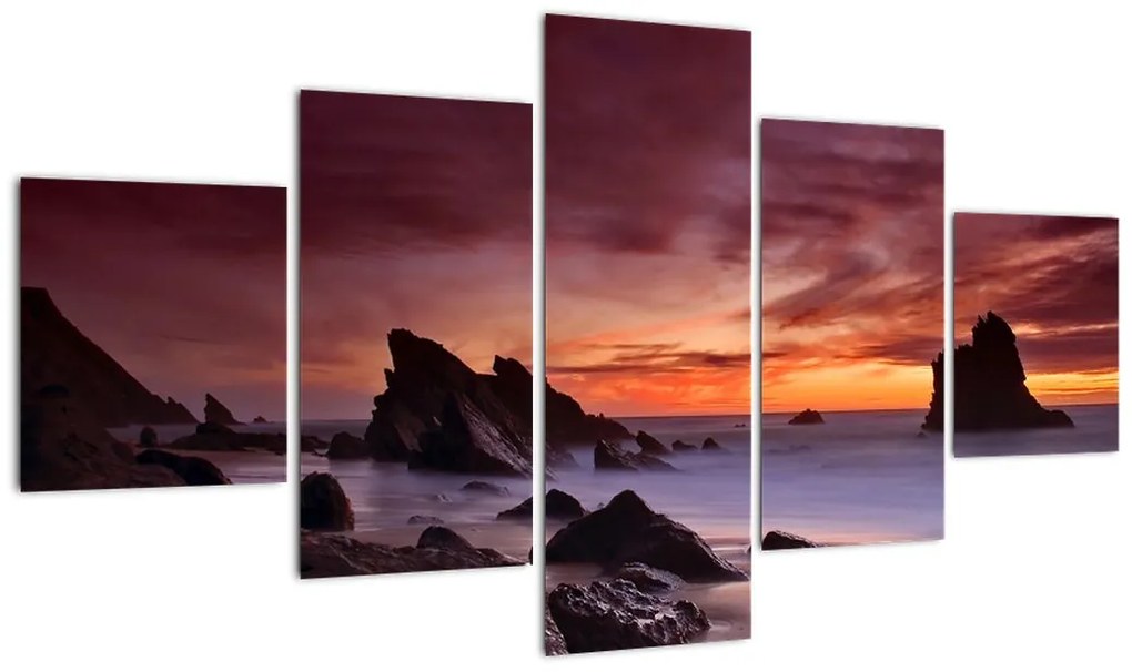 Obraz zachodu słońca na wybrzeżu (125x70 cm)