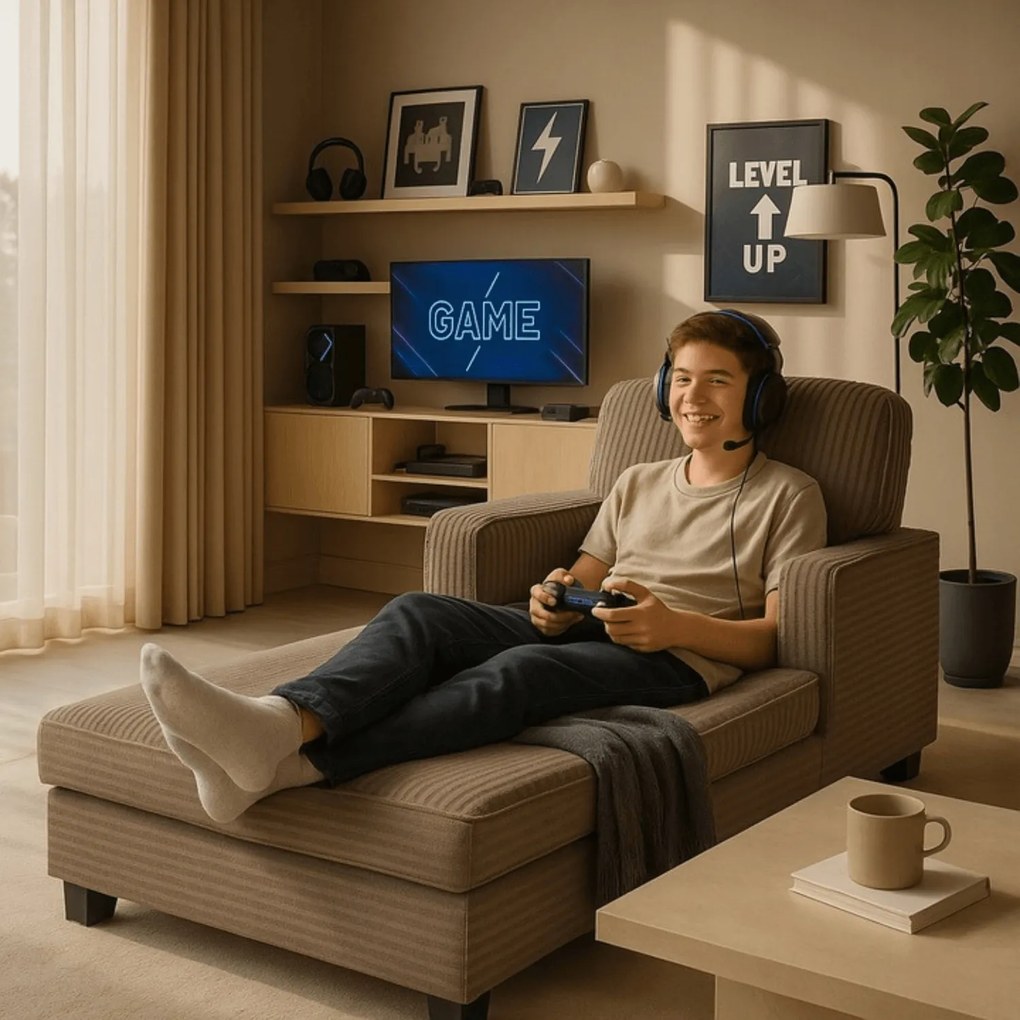 Fotel Wypoczynkowy Sofa NEO Beżowy Sztruksowy Nowoczesny