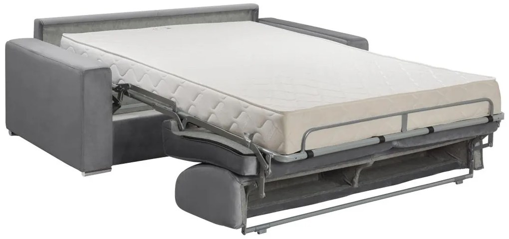 Kanapa 2-osobowa rozkładana z weluru CALITO - Kolor antracytowy - Łóżko 120 cm - Materac 18 cm