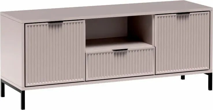 Beżowa szafka na TV z lamelami G6-C47