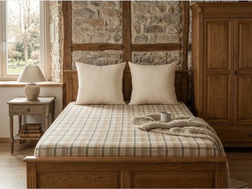 PrzytulneMieszkanie.pl Prześcieradło z mikropluszu PLAID 90x200 cm kremowe