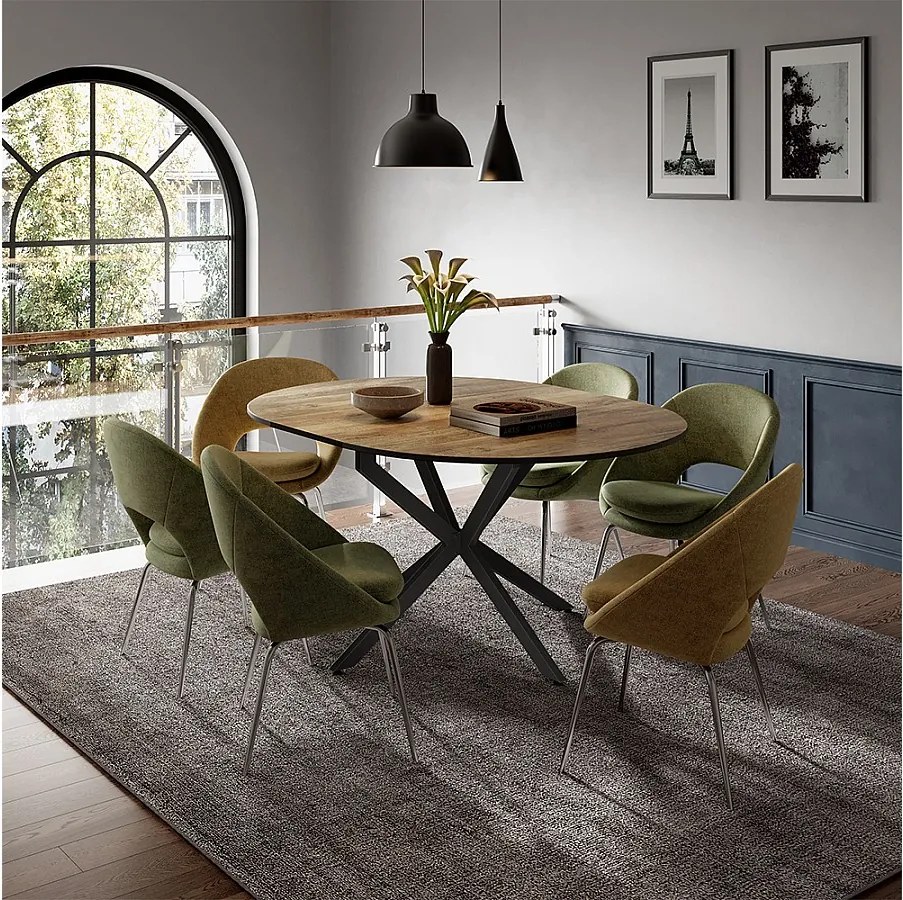 Stół jadalny czarny/dąb rustykalny 120x120x76.5 loyd